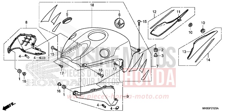 OBERE ABDECKUNG von CBR1000RR „Fireblade“ ROSS WHITE (NH196) von 2016